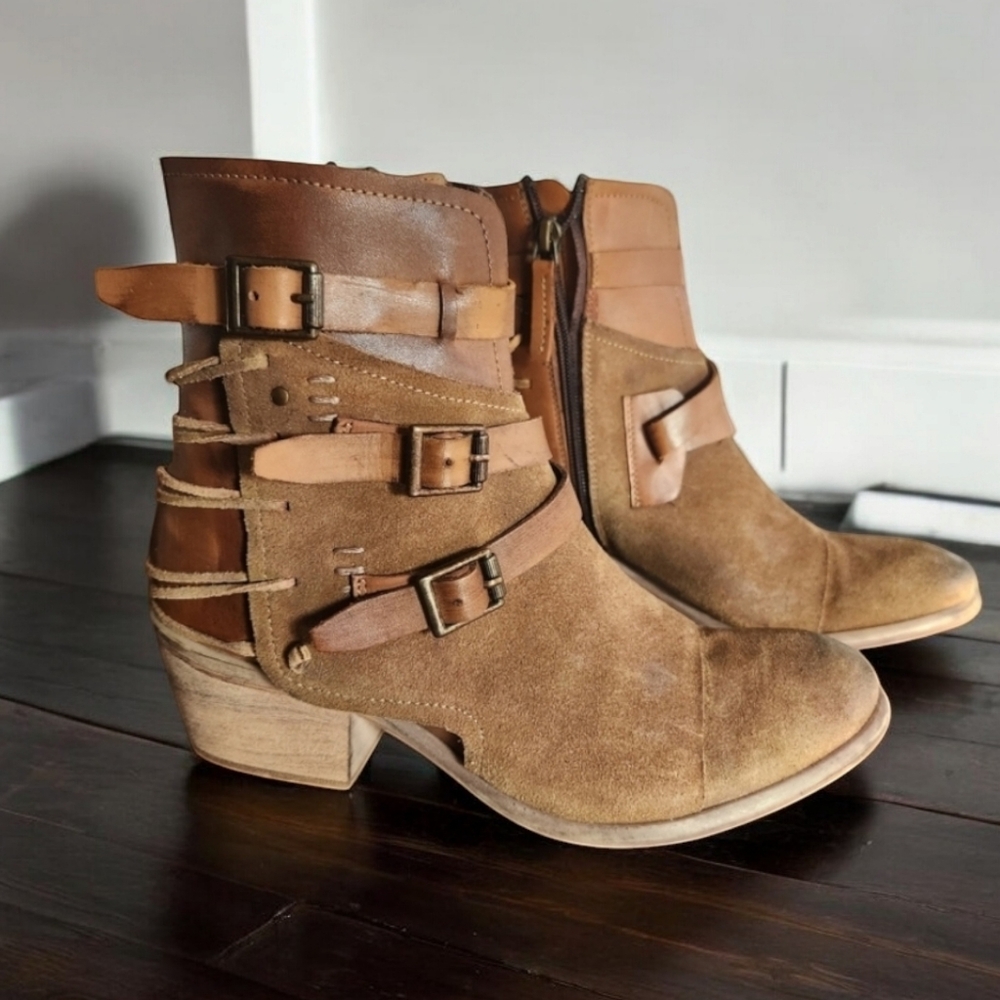 Bed Stu Brown Leather Ankle Boots